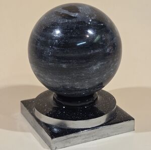 Natural Black Marble/ Mystery Gemstone Sphere On Handmade Resin Display